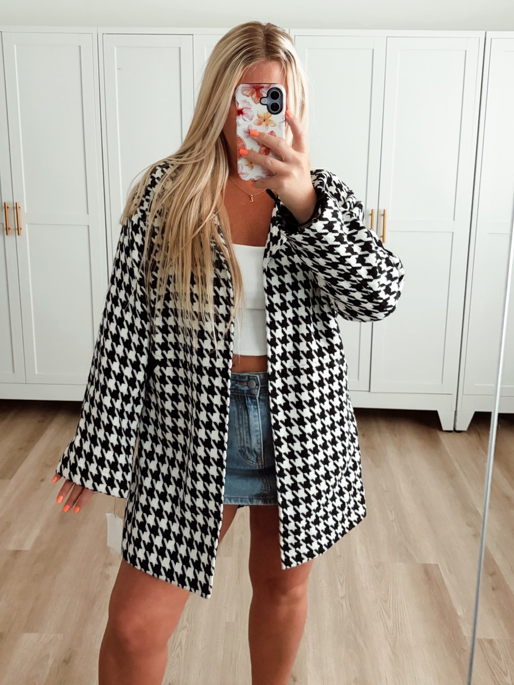 🆕 NWT Black and white print long coat pea coat jacket